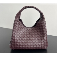 Buy Discount Bottega Veneta Campana Shoulder Bag in Intrecciato Leather 844249 Dark Barolo Red 2025