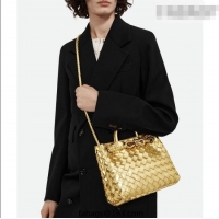 Best Price Bottega Veneta Small Andiamo Top Handle Bag in Intrecciato Leather 743568 Silver-Tone 2026