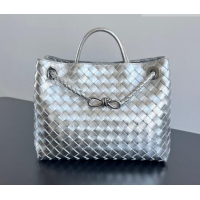 Well Crafted Bottega Veneta Medium Andiamo Top Handle Bag in Intrecciato Leather 743572 Silver-Tone 2026