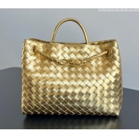 Affordable Price Bottega Veneta Medium Andiamo Top Handle Bag in Intrecciato Leather 743572 Gold-Tone 2026