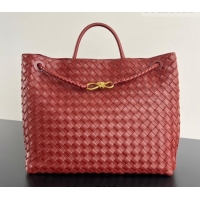Best Design Bottega Veneta Large Andiamo Top Handle Bag in Intrecciato Leather 743575 Sapele Red 2026