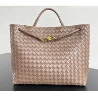 Top Grade Bottega Veneta Large Andiamo Top Handle Bag in Intrecciato Leather 743575 Taupe 2026