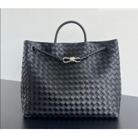 Top Quality Bottega Veneta Large Andiamo Top Handle Bag in Intrecciato Leather 743575 Black/Silver 2026