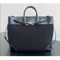 Original Cheap Bottega Veneta Mens Andiamo Voyager Tote Bag in Canvas and Leather 827066 Black 2026