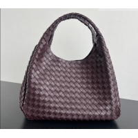 New Cheap Bottega Veneta Large Campana Shoulder Bag in Intrecciato Leather 844250 Dark Barolo Red 2025