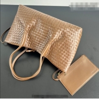 Top Quality Bottega Veneta Medium Pinacoteca Tote Bag in Intrecciato Leather 817166 Amber Brown/Yellow 2025