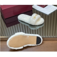 Popular Style Gucci Merino Wool Flat Slides Sandal with Horsebit 852385 White 2026