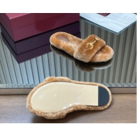 Pretty Style Gucci Merino Wool Flat Slides Sandal with Horsebit 852385 Brown 2026