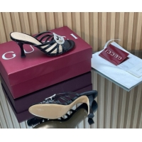 Big Discount Gucci Patent Leather Heel Slides Sandal 8.5cm with Strass Interlocking G 852663 Black 2026