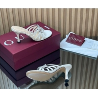Purchase Gucci Patent Leather Heel Slides Sandal 8.5cm with Strass Interlocking G 852663 White 2026