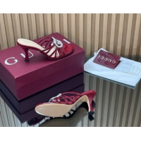 Best Price Gucci Patent Leather Heel Slides Sandal 8.5cm with Strass Interlocking G 852663 Red 2026