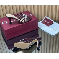 Good Quality Gucci Patent Leather Heel Slides Sandal 8.5cm with Strass Interlocking G 852663 Dark Burgundy 2026