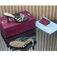 Top Grade Gucci Patent Leather Heel Slides Sandal 8.5cm with Strass Interlocking G 852663 Green 2026
