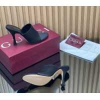 Best Grade Gucci Satin Heel Slides Sandal 10cm Black 856997 2026