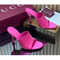 Most Popular Gucci Satin Heel Slides Sandal 10cm 856997 Fuchsia Pink 2026
