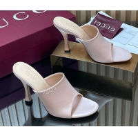 Low Price Gucci Satin Heel Slides Sandal 10cm 856997 Light Pink 2026