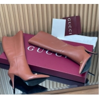 Unique Style Gucci Leather Heel High Boots 10cm with Horsebit 835738 Brown 2026
