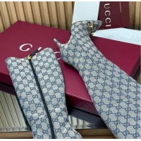 Charming Gucci GG Canvas Heel High Boots 10cm with Horsebit 835738 Grey 2026
