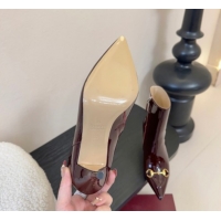 Top Grade Gucci Patent Leather Heel Ankle Boots 9.5cm with Horsebit 835741 Dark Burgundy 2026