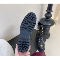 Pretty Style Gucci Calf Leather Lace-up Ankle Boots 6cm with GG Charm 836050 Black 2026