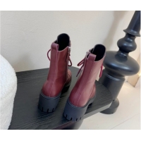 Durable Gucci Calf Leather Lace-up Ankle Boots 6cm with GG Charm 836050 Red 2026