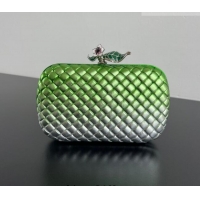 Top Grade Bottega Veneta Knot Bag in Intrecciato Leather with Flower Clasp 826183 Green/Silver 2025