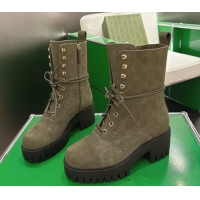 Hot Style Gucci GG Suede Lace-up Platform Ankle Boots 6cm 840739 Green 2026