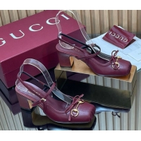 Purchase Gucci Horsebit Slingback Pumps 6.5cm in Calf Leather 850327 Dark Burgundy 2026