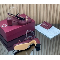 Purchase Gucci Horsebit Slingback Pumps 6.5cm in Calf Leather 850327 Dark Burgundy 2026