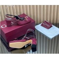 Pretty Style Gucci Horsebit Slingback Pumps 6.5cm in GG Canvas 850327 Red 2026