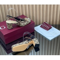 Top Grade Gucci Horsebit Slingback Pumps 6.5cm in GG Canvas 850327 Beige 2026