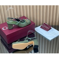 Unique Style Gucci Horsebit Slingback Pumps 6.5cm in GG Canvas 850327 Green 2026