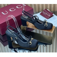 Popular Style Gucci Horsebit Slingback Pumps 6.5cm in Satin 850327 Black 2026