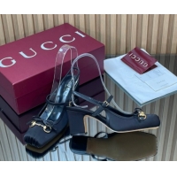 Popular Style Gucci Horsebit Slingback Pumps 6.5cm in Satin 850327 Black 2026