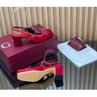 Best Price Gucci Horsebit Slingback Pumps 6.5cm in Satin 850327 Red 2026