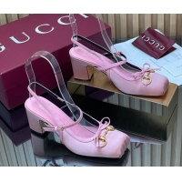 Best Price Gucci Horsebit Slingback Pumps 6.5cm in Satin 850327 Pink 2026