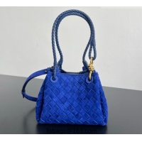 Promotional Bottega Veneta Small Parachute Shoulder Bag in Intrecciato Suede 796569 Royal Blue 2025