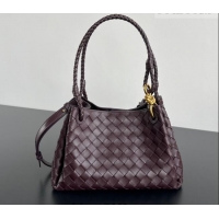 Promotional Bottega Veneta Parachute Medium Shoulder Bag in Intrecciato Leather 835921 Dark Barolo Red 2025