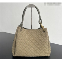 Trendy Design Bottega Veneta Large Parachute Shoulder Bag in Intrecciato Suede 796571 Grey Green 2025