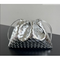 Best Price Bottega Veneta Medium Dustbag in Intrecciato Leather 796728 Silver-Tone 2025