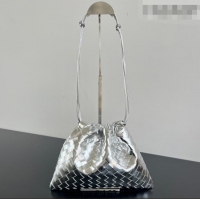 Best Price Bottega Veneta Medium Dustbag in Intrecciato Leather 796728 Silver-Tone 2025