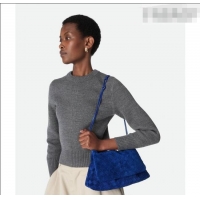 New Design Bottega Veneta Giorno Shoulder Bag in Intrecciato Suede 857657 Royal Blue 2026