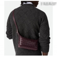 Top Grade Bottega Veneta Men's Traveler Phone Pouch Crossbody Bag in Intrecciato Leather 844018 Dark Barolo Red 2026