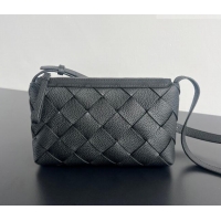 Top Design Bottega Veneta Men's Diago Zipped Messenger Bag in Grained Intrecciato Leather 837112 Black 2026