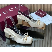 Popular Style Gucci Horsebit Slingback Pumps 6.5cm in Satin White 850327 2026