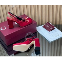 Best Grade Gucci Horsebit Slingback Pumps 9.5cm in Satin 850327 Red 2026