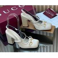 Most Popular Gucci Horsebit Slingback Pumps 9.5cm in Satin 850327 White 2026