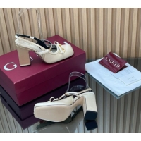 Most Popular Gucci Horsebit Slingback Pumps 9.5cm in Satin 850327 White 2026