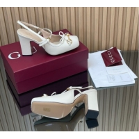 Unique Style Gucci Horsebit Slingback Pumps 9.5cm in Calf Leather 850327 White 2026