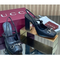 Good Quality Gucci Horsebit Slingback Pumps 9.5cm in Calf Leather 850327 Black 2026